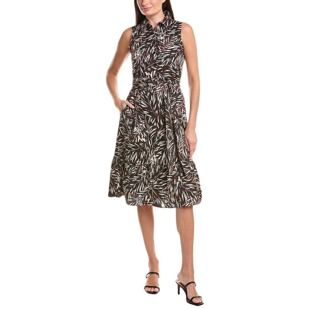 Jones New York Womens  Belted Midi Shirtdress, Brown